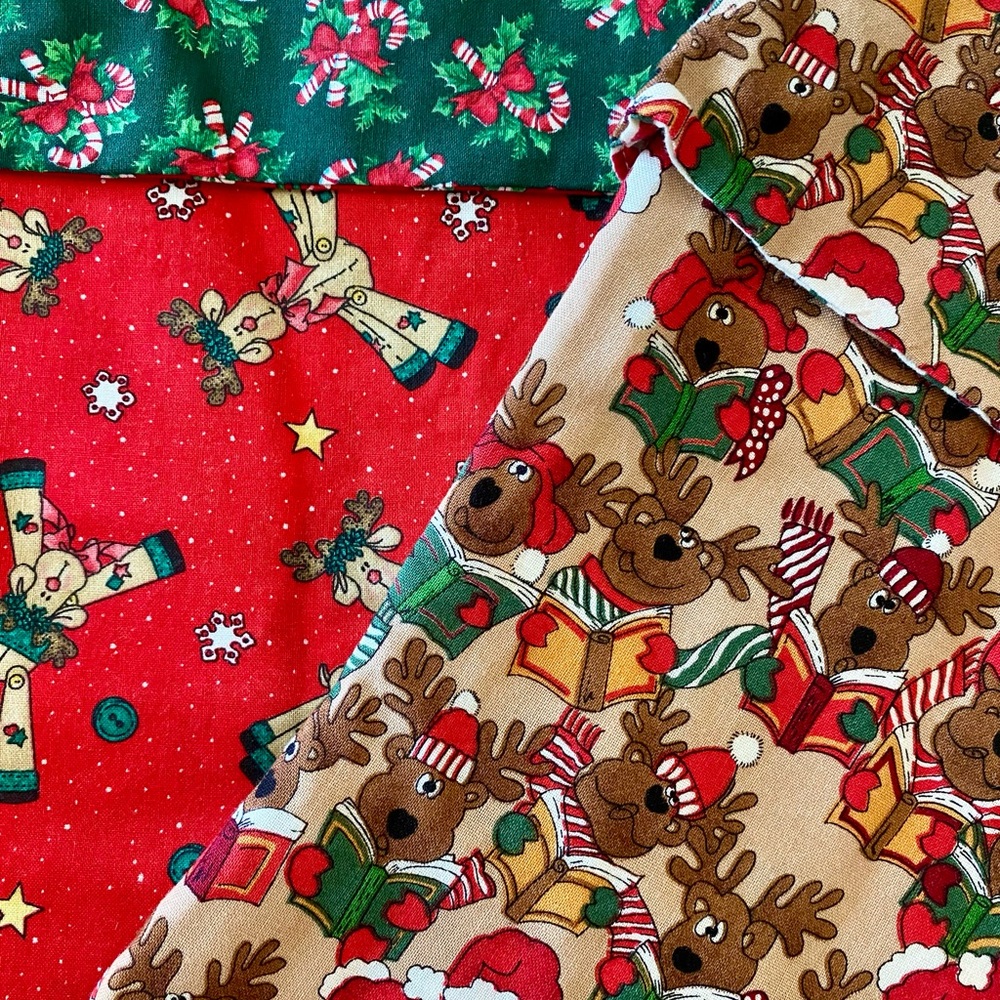 NEW Christmas Stocking Bundle 14” Handmade Reversible Reindeer Made in USA